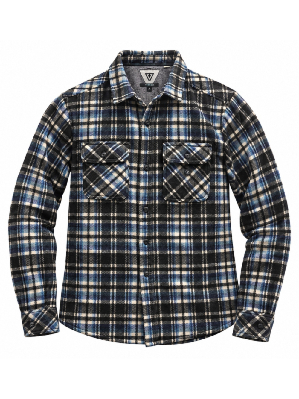 Men's Vissla Plaid Flannel Casual Button Down Shirt, Medium, Black and Blue
378